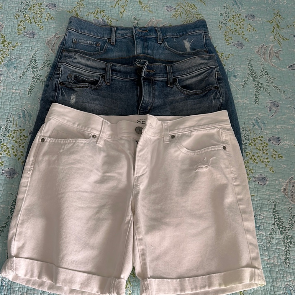Stylish White and Blue Denim Shorts